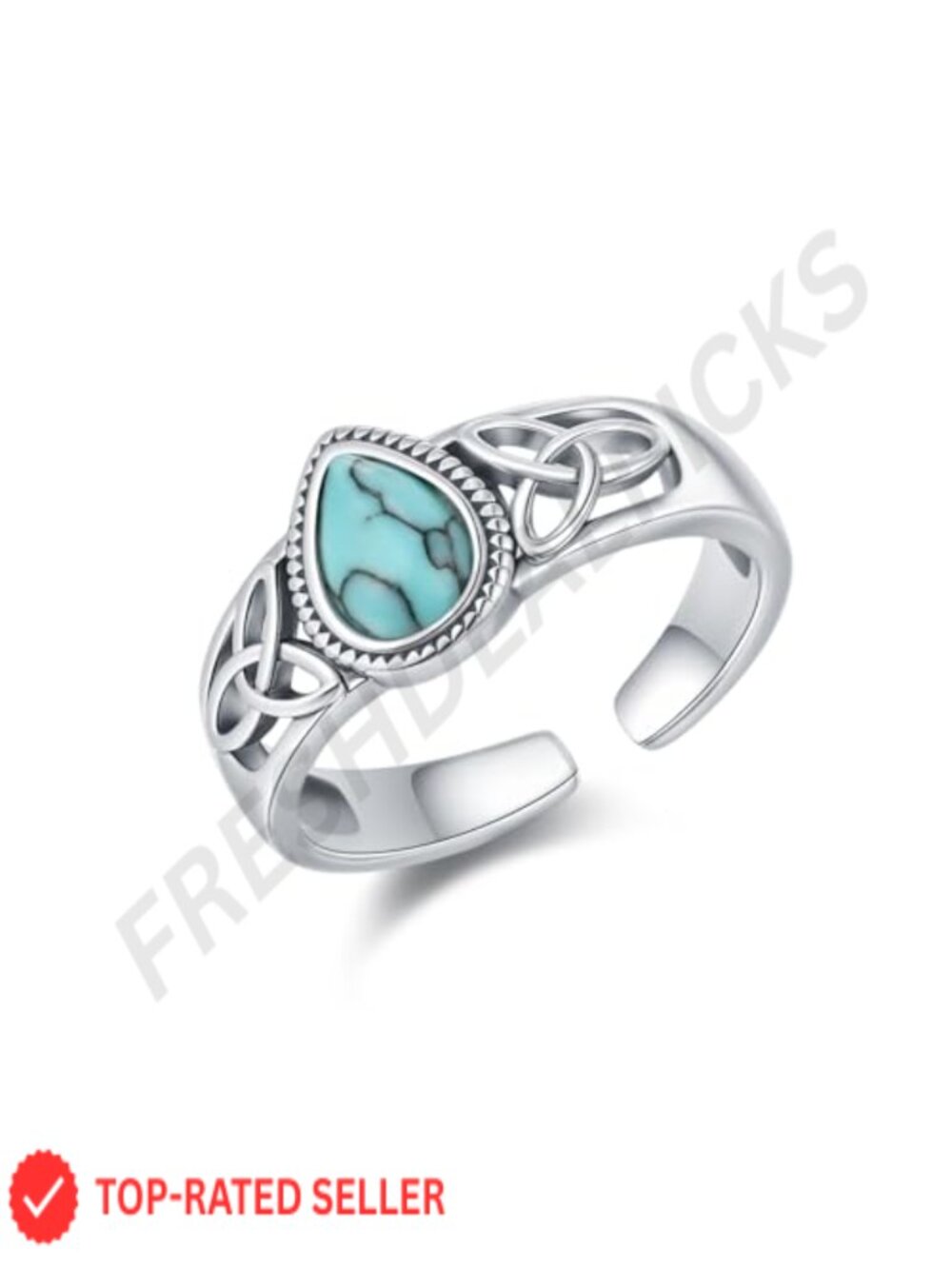 925 Sterling Silver Ring with Turquoise, Handcrafted Celtic Knot